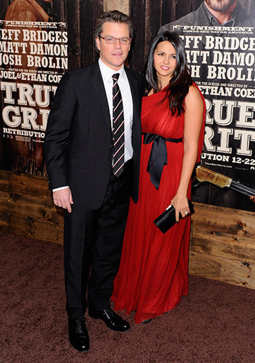 Matt Damon and Luciana Barroso at the New York premiere of "True Grit."