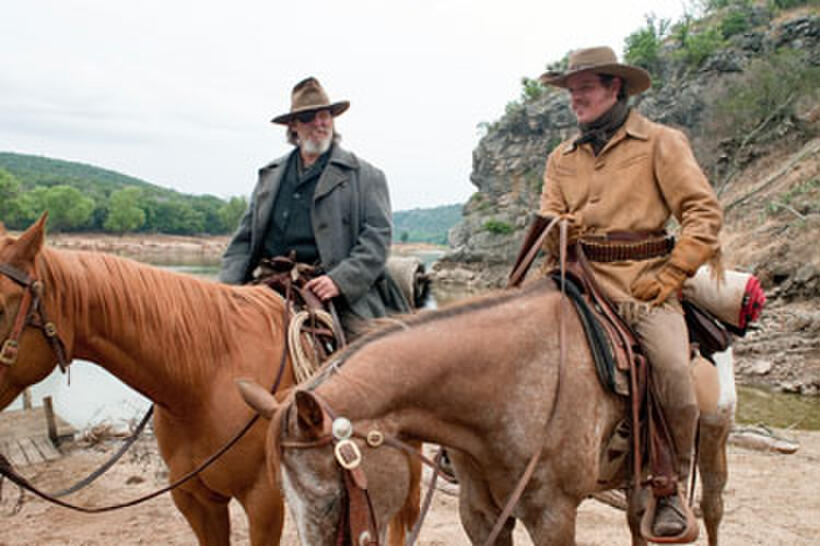 Jeff Bridges as Rooster Cogburn and Matt Damon as La Boeuf in "True Grit"