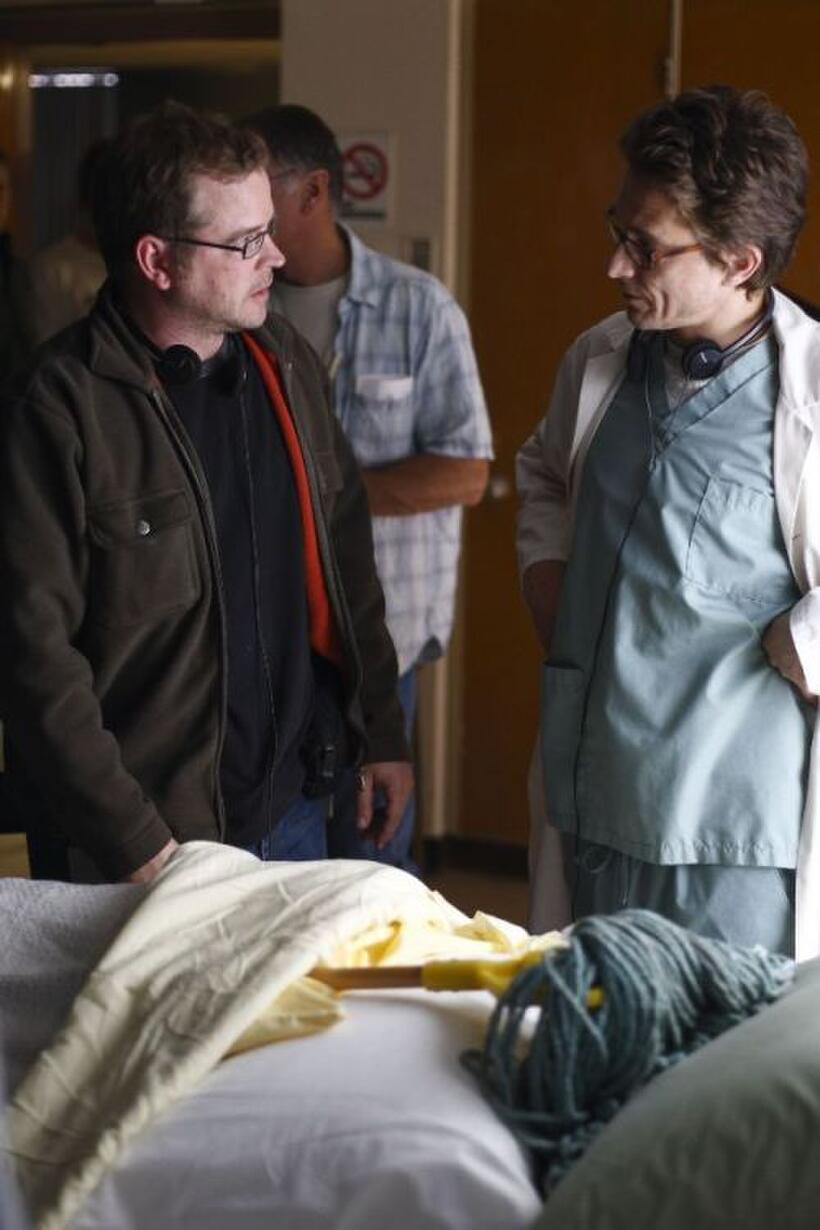 Director of Photography David Greene and director Peter Stebbings on the set of "Defendor."