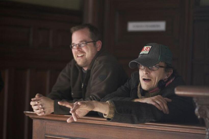 Director of Photography David Greene and director Peter Stebbings on the set of "Defendor."