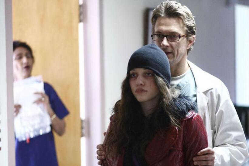 Kat Dennings and Peter Stebbings on the set of "Defendor."