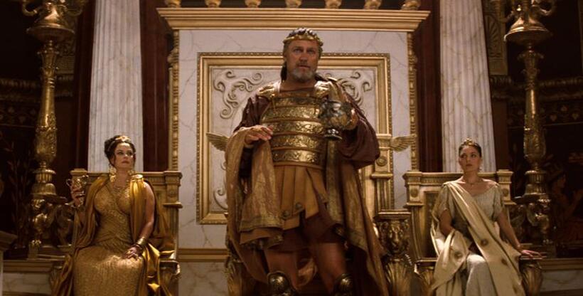 Polly Walker as Cassiopeias, Vincent Regan as King Kepheus and Alexa Davalos as Andromeda in "Clash of the Titans."