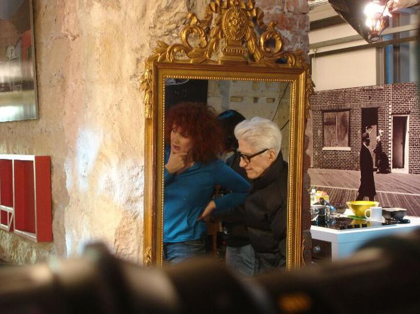 Sabine Azema and Alain Resnais on the set of "Wild Grass."