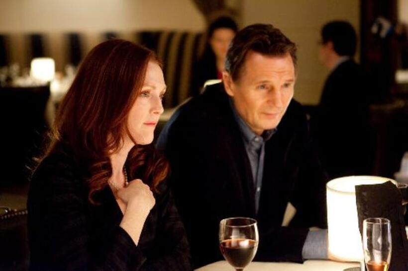 Julianne Moore as Catherine Stewart and Liam Neeson as David Stewart in "Chloe."