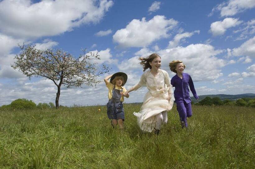 Oscar Steer, Rosie Taylor-Ritson and Eros Vlahos in "Nanny McPhee Returns."