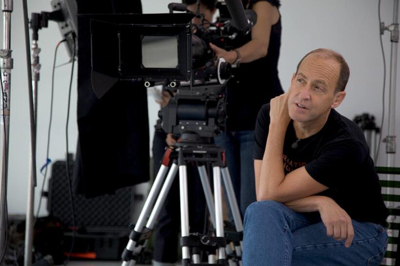 Charles Ferguson on the set of "Inside Job."