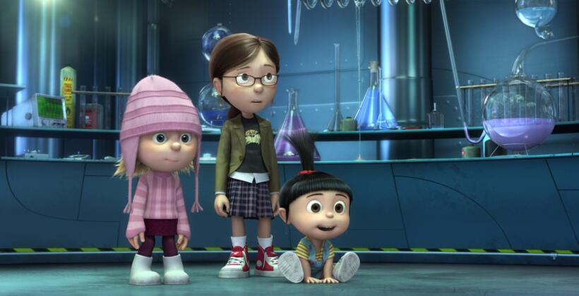 Dana Gaier voices Edith, Miranda Cosgrove voices Margo and Elsie Fisher voices Agnes in "Despicable Me."