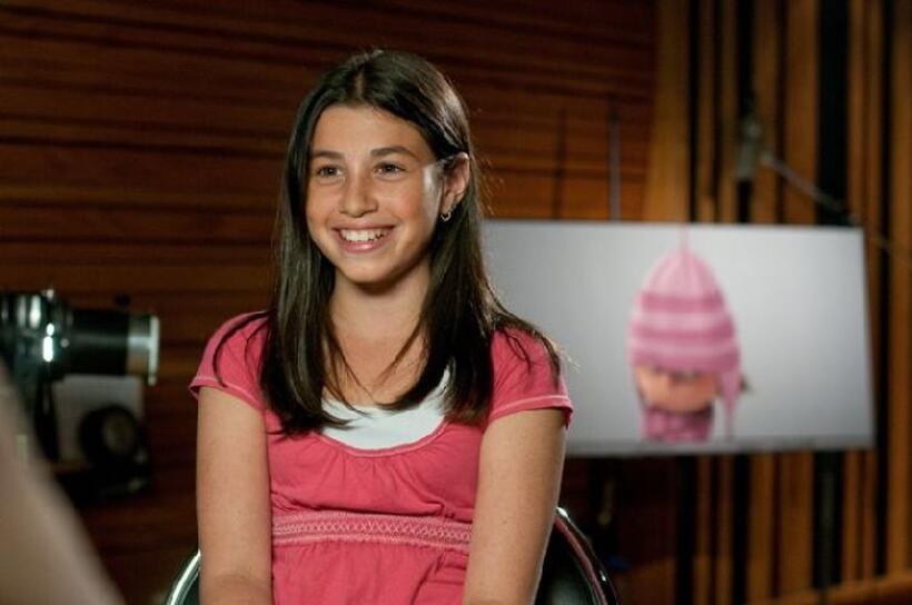 Dana Gaier on the set of "Despicable Me."