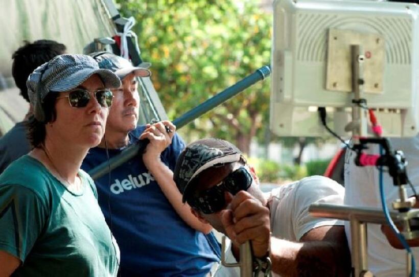 Director Lisa Cholodenko on the set of "The Kids Are All Right."