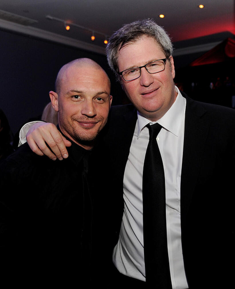 Tom Hardy and producer Jordan Schur at the California premiere of "Warrior."