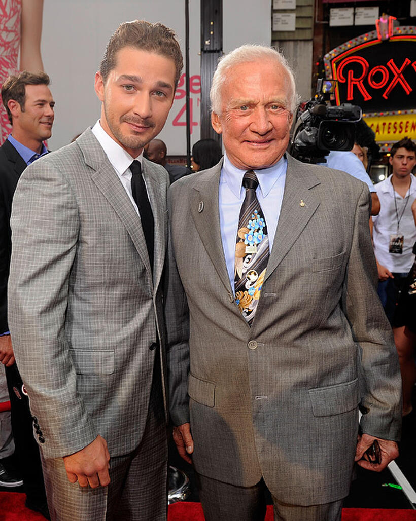 Shia LaBeouf and Buzz Aldrin at the New York premiere of "Transformers: Dark of the Moon."