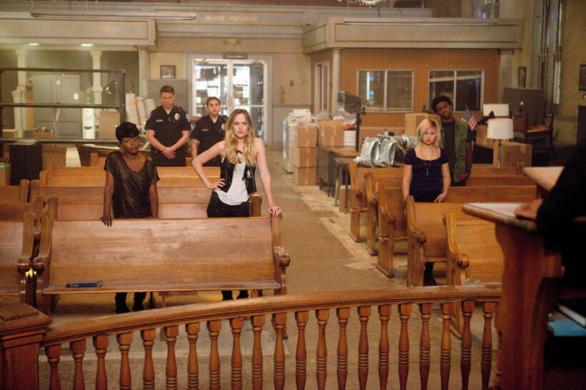 Rye Rye, Channing Tatum, Jonah Hill, Dakota Johnson and Valerie Tienin in "21 Jump Street."