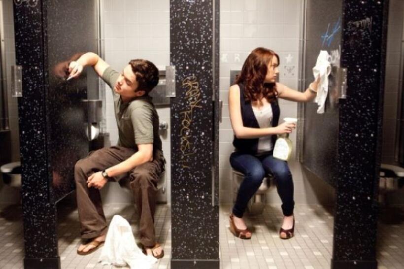 Dan Byrd as Brandon and Emma Stone as Olive Penderghast in "Easy A."