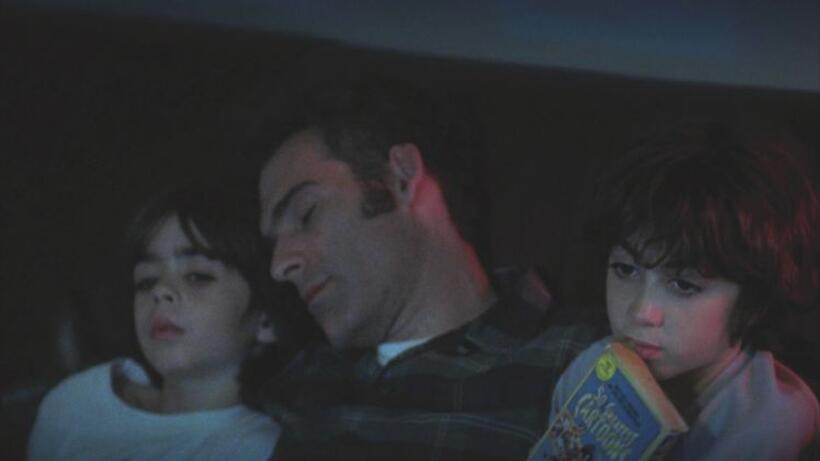 Frey Renaldo as Frey, Ronald Bronstein as Lenny and Sage Ranaldo as Sage in "Daddy Longlegs."