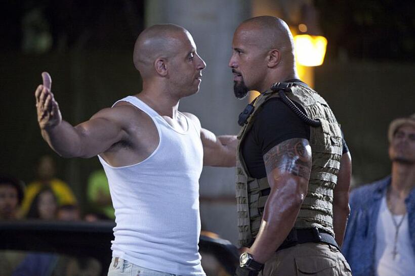 Vin Diesel and Dwayne Johnson in "Fast Five"