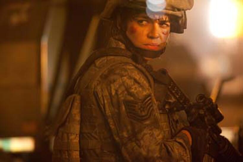Michelle Rodriguez as Corporal Adriana Santos in "Battle: Los Angeles."