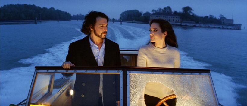 Johnny Depp as "Frank" and Angelina Jolie as "Elise in "The Tourist."
