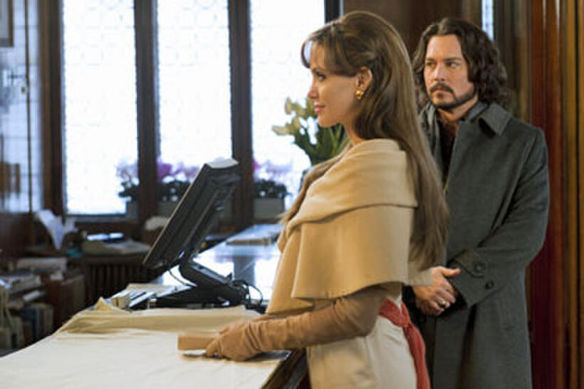 Angelina Jolie as Elise and Johnny Depp as Frank in "The Tourist"