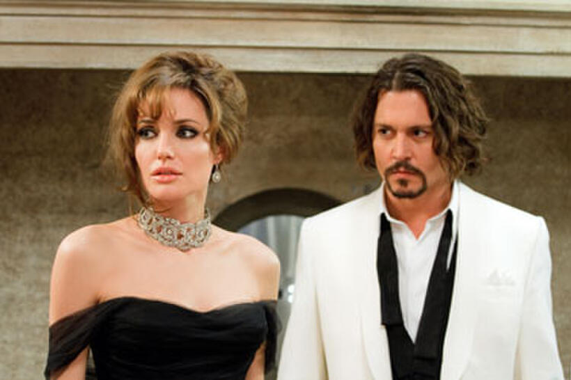 Angelina Jolie as Elise and Johnny Depp as Frank in "The Tourist"