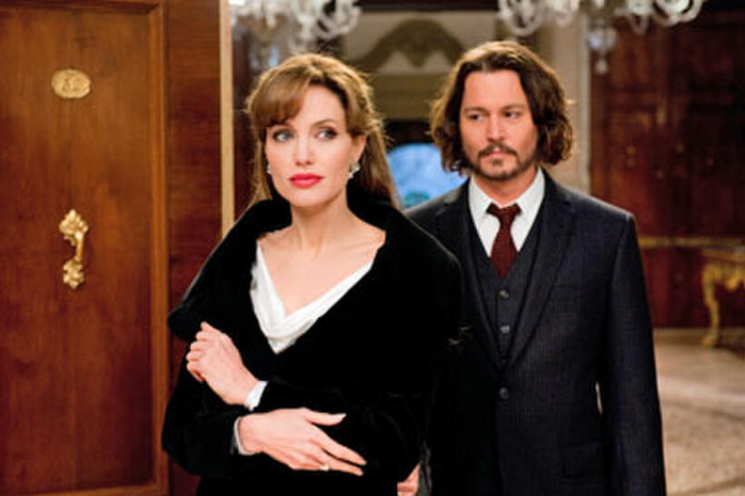 Angelina Jolie as Elise and Johnny Depp as Frank in "The Tourist"