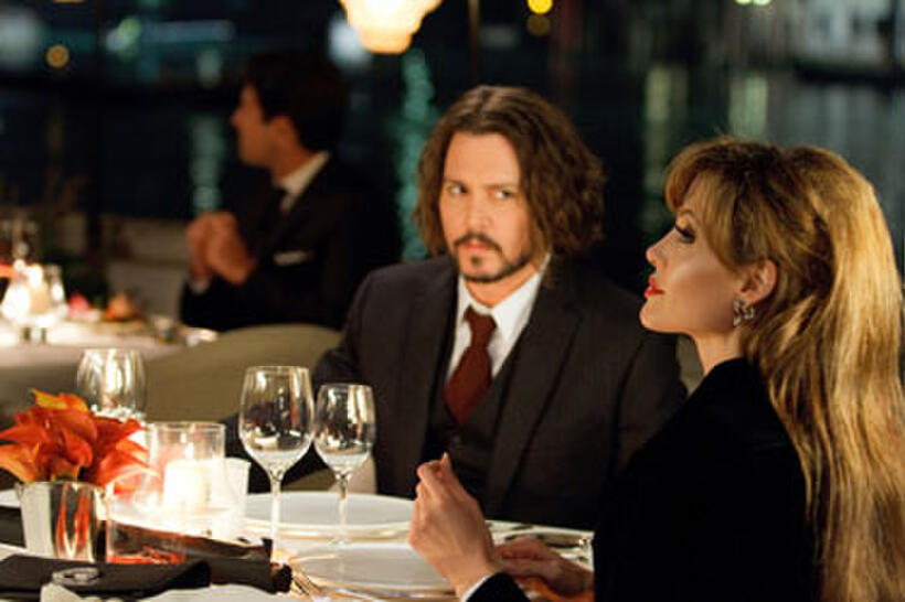 Angelina Jolie as Elise and Johnny Depp as Frank in "The Tourist"