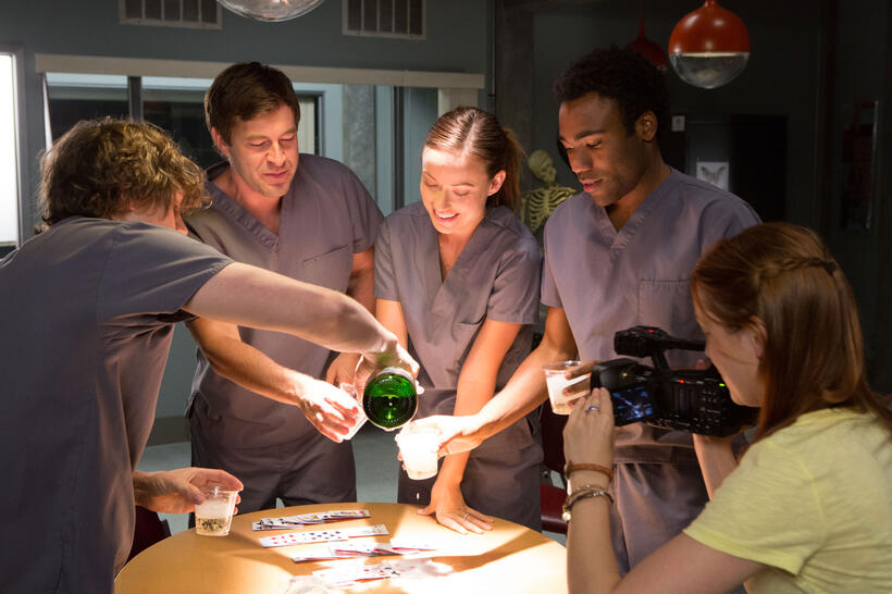 Evan Peters, Mark Duplass, Olivia Wilde, Donald Glover and Sarah Bolger in "The Lazarus Effect."