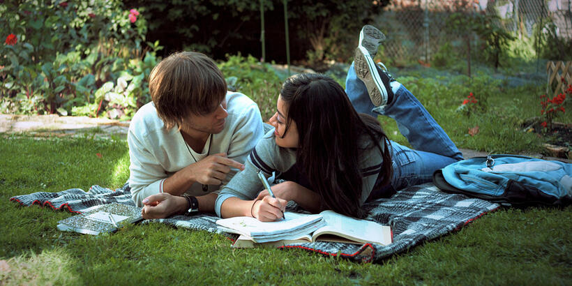 Derrick Denicola as Jared and Aimee Garcia as Carmen Salgado in "Go for It!"