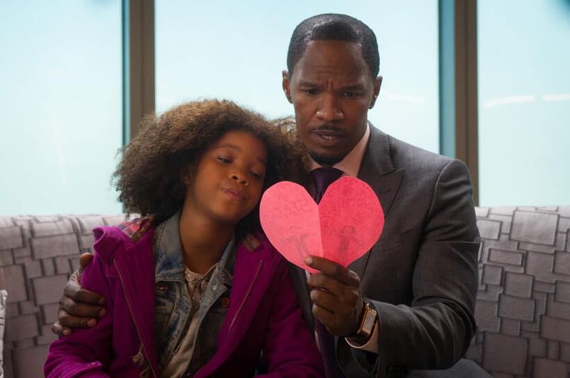Quvenzhane Wallis as Annie and Jamie Foxx as Will Stacks in "Annie."