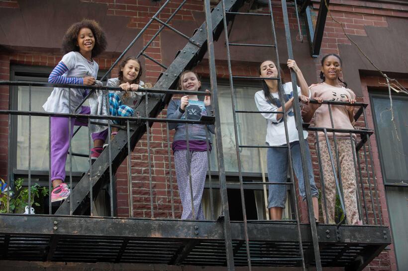Quvenzhane Wallis as Annie, Nicolette Pierini as Mia, Zoe Margaret Colletti as Tessie, Amanda Troya as Pepper and Eden Duncan-Smith as Isabella in "Annie."