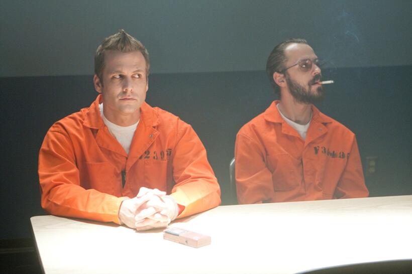 Gabriel Macht as Buck Dolby and Giovanni Ribisi as Wayne Beering in "Middle Men."