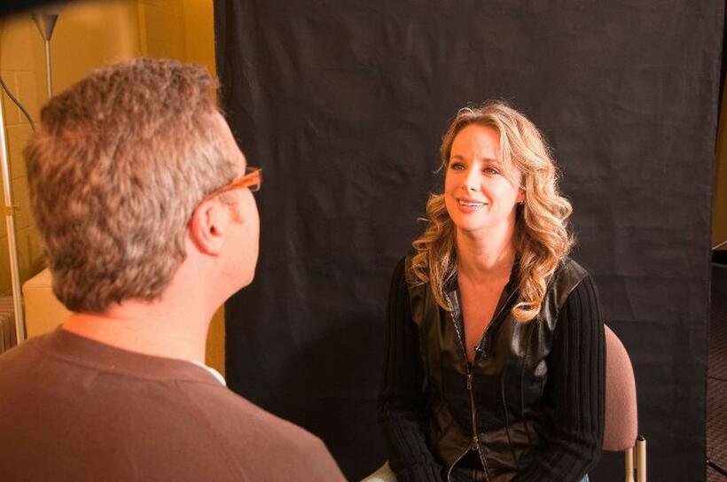 Director Reed Cowan and producer Emily Pearson on the set of "8: The Mormon Proposition."