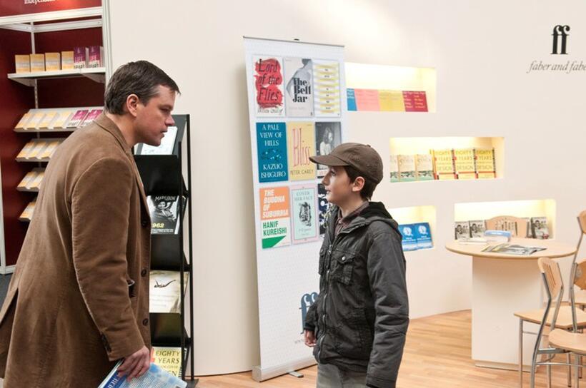 Matt Damon as George Lonegan and Frankie/George McLaren as Marcus in "Hereafter."