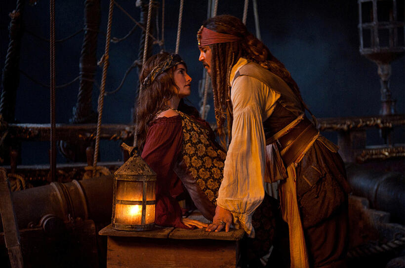 Penelope Cruz as Angelica and Johnny Depp as Captain Jack Sparrow in "Pirates Of The Caribbean: On Stranger Tides."