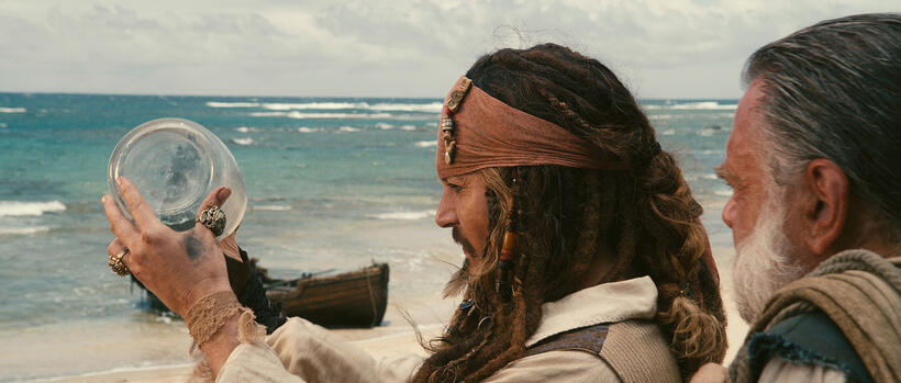 Johnny Depp as Captain Jack Sparrow and Kevin Mcnally as Joshamee Gibbs in "Pirates Of The Caribbean: On Stranger Tides."
