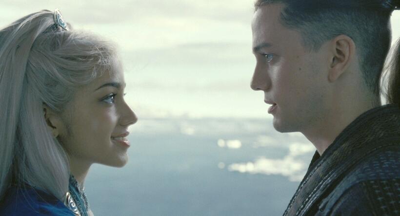 Seychelle Gabriel as Princess Yue and Jackson Rathbone as Sokka in "The Last Airbender."
