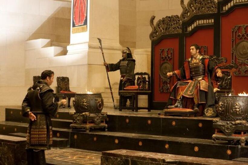 Aasif Mandvi as Commander Zhao and Cliff Curtis as Fire Lord Ozai in "The Last Airbender."