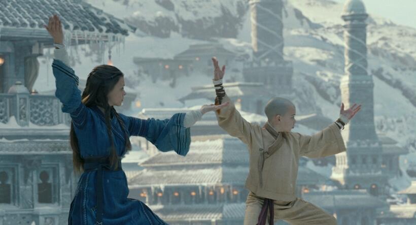 Nicola Peltz as Katara and Noah Ringer as Aang in "The Last Airbender."