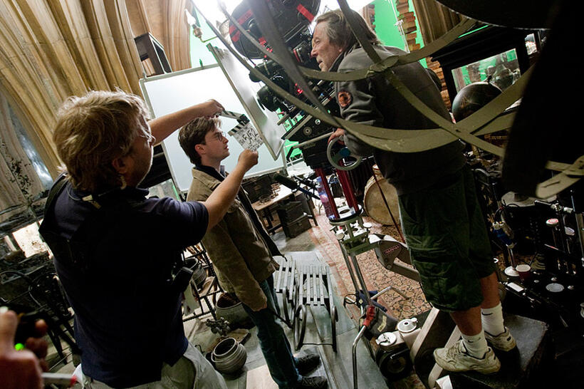 Daniel Radcliffe on the set of "Harry Potter and The Deathly Hallows: Part 2."