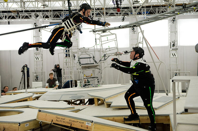 Seth Green and Dan Fogler on the set of "Mars Needs Moms."