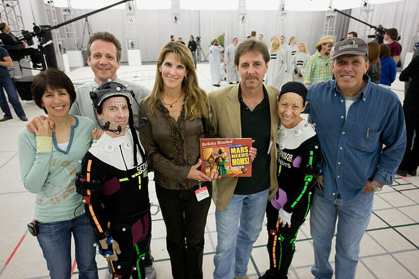 Wendy Wells, Simon Wells, Seth Green, Jodie Breathed, Berkeley Breathed, Mindy Sterling and Jack Rapke on the set of "Mars Needs Moms."