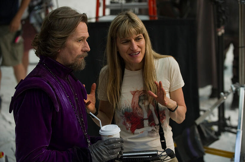Gary Oldman and director Catherine Hardwicke on the set of "Red Riding Hood."