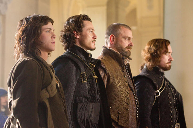 Logan Lerman, Luke Evans, Ray Stevenson and Matthew Macfadyen in "The Three Musketeers (2011)."