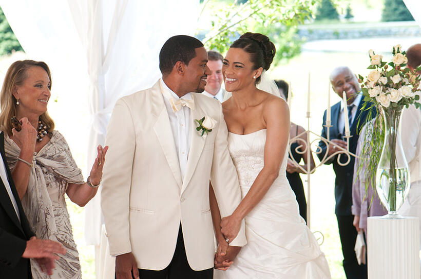 Laz Alonso as Jason and Paula Patton as Sabrina in "Jumping the Broom."