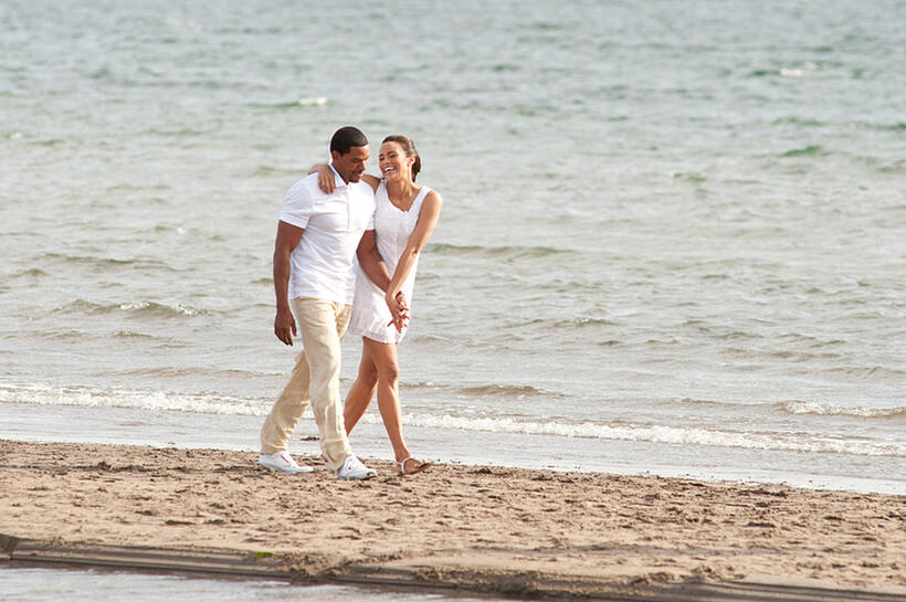 Laz Alonso as Jason and Paula Patton as Sabrina in "Jumping the Broom."