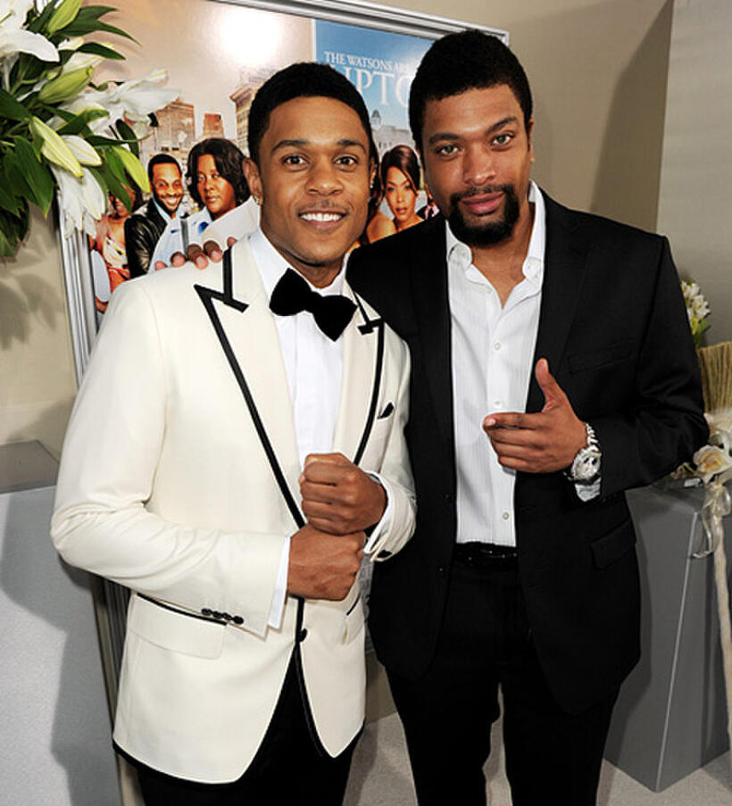 Pooch Hall and Deray Davis at the California premiere of "Jumping The Broom."