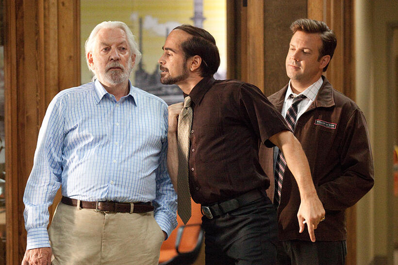 Donald Sutherland as Jack Pellit, Colin Farrell as Pellit Jr. and Jason Sudeikis as Kurt in "Horrible Bosses."