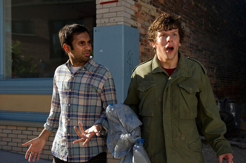 Aziz Ansari and Jesse Eisenberg in "30 Minutes or Less."