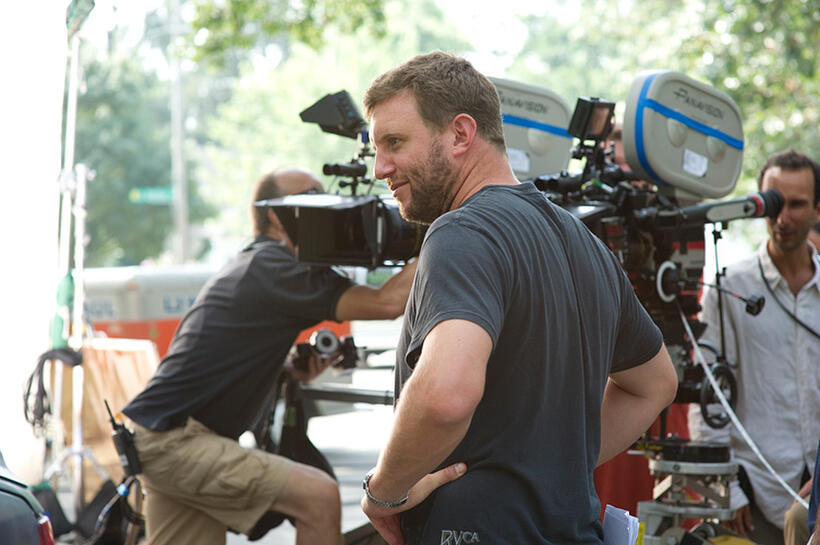 Director Ruben Fleischer on the set of "30 Minutes or Less."