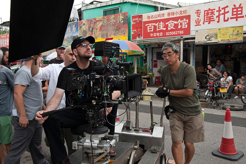 Director Steven Soderbergh on the set of "Contagion."