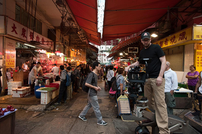 Director Steven Soderbergh on the set of "Contagion."